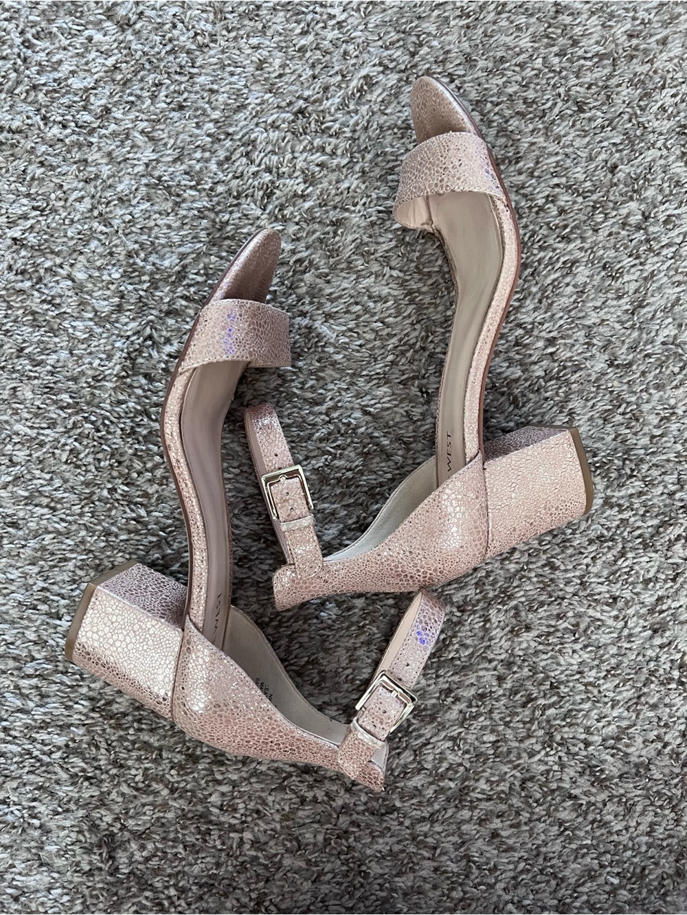 Nine West Metallic Good Ankle-Strap Block Heel Sandals